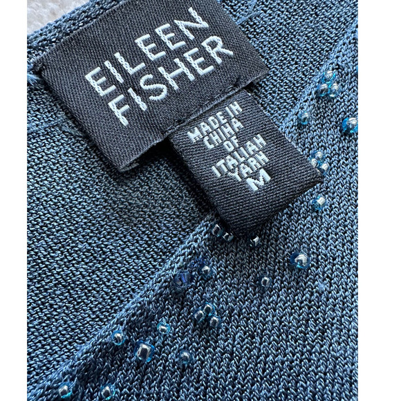 Elieen Fisher Blue Silk Skirt Set with Embellished Tank and Cardigan Size M - Picture 14 of 16